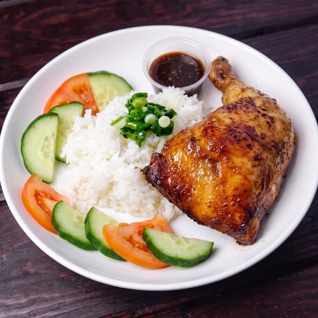 Com Ga Roti/Steamed Rice W/ Roti Chicken.