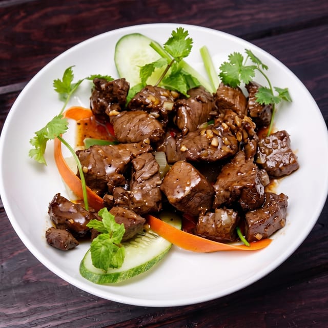 Com Bo Luc Lac/Steamed Rice w/ Shaking Beef Tenderloin.